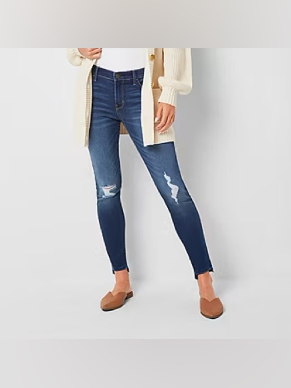 Frame Denim Women's Skinny Ripped Jeans - Dark Blue